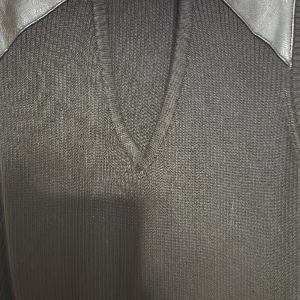 Calvin Klein Black Midi Dress with Leather Accents - Picture 7 of 11